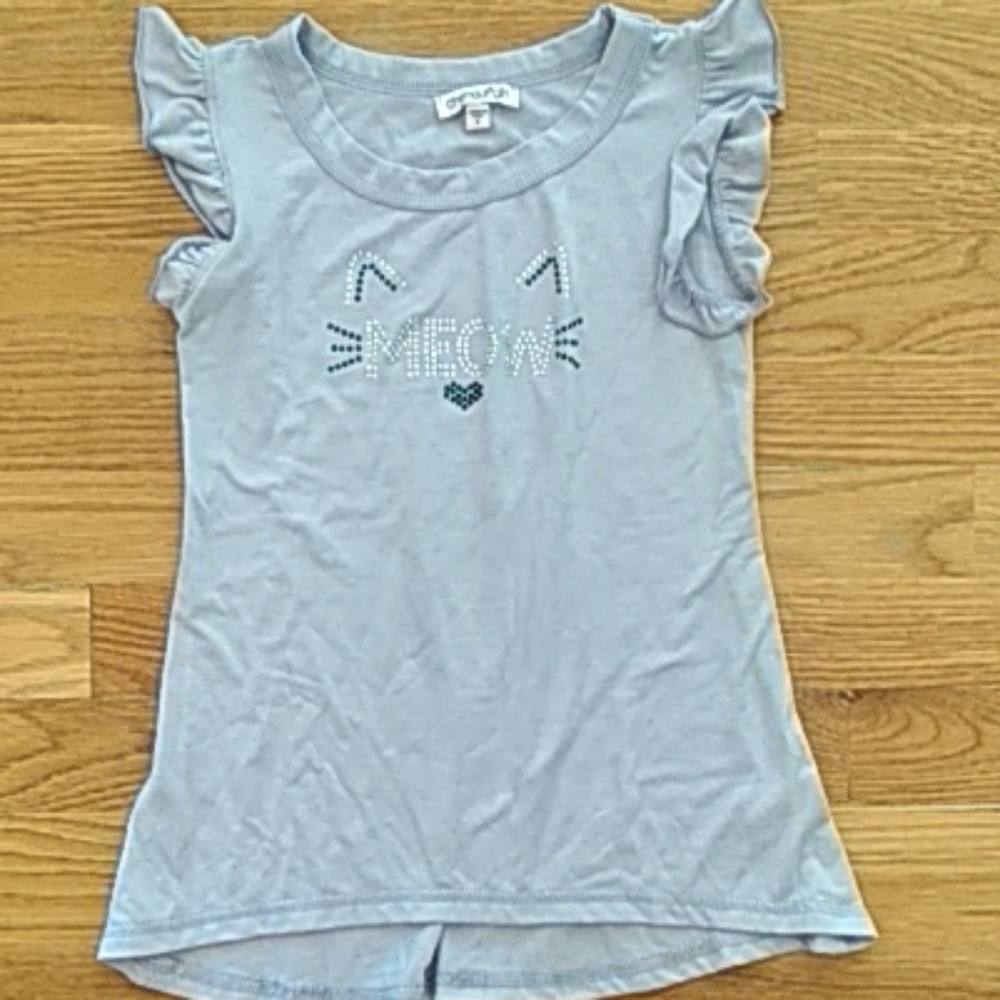 Chenault girl purple meow short sleeve top size 7